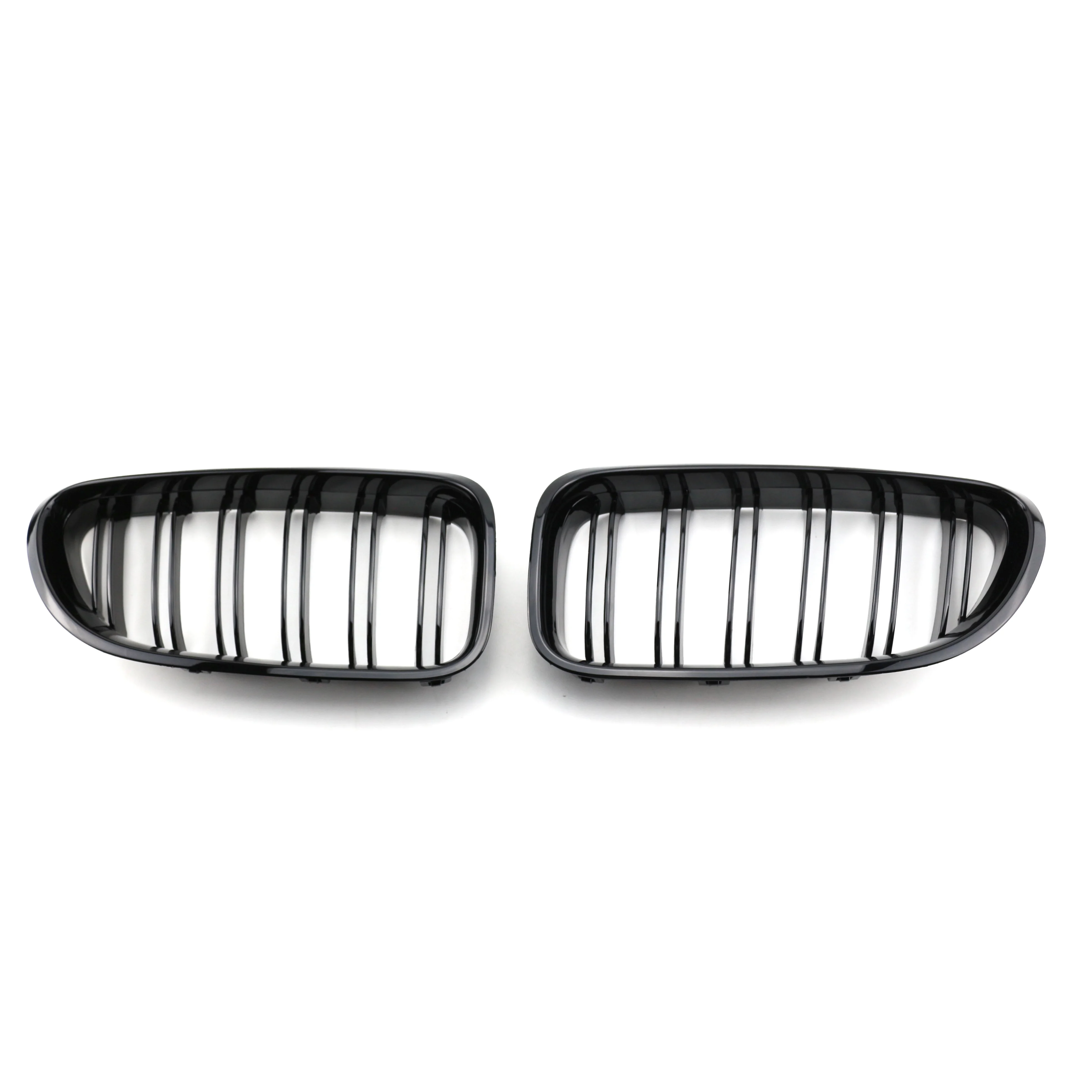 TIYPEOR Car Carbon Fiber F06 Double Line ABS Car Gloss Black Front Kidney Grille Car Grille for BMW 6 Series 2012-2016 Year
