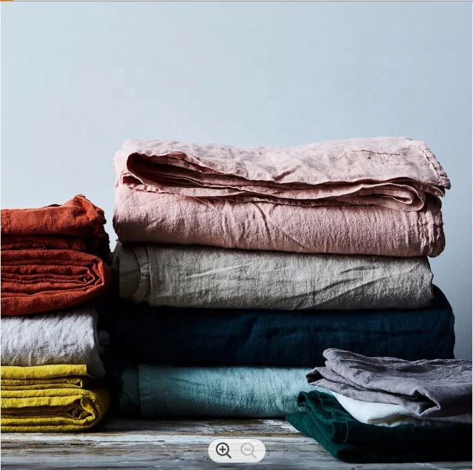 Винтажная промытая 100% льняная ткань и каменная французская