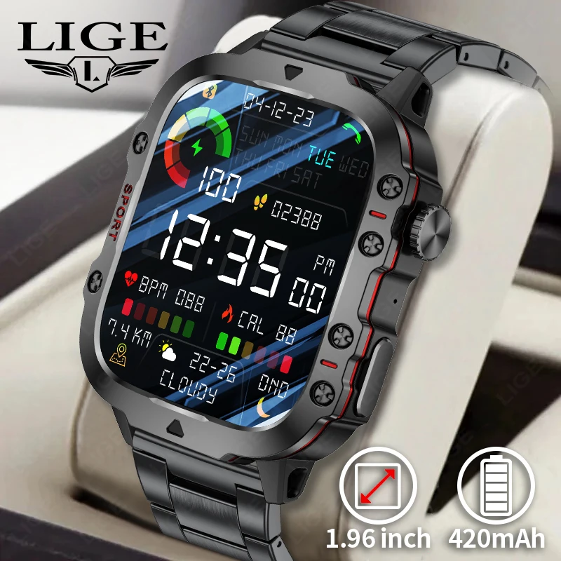 LIGE BW0667 Smart Watch for Men Answer Dial Call Watch Sport Fitness Waterproof Al Voice Assistant Fitness Watch for Android IOS