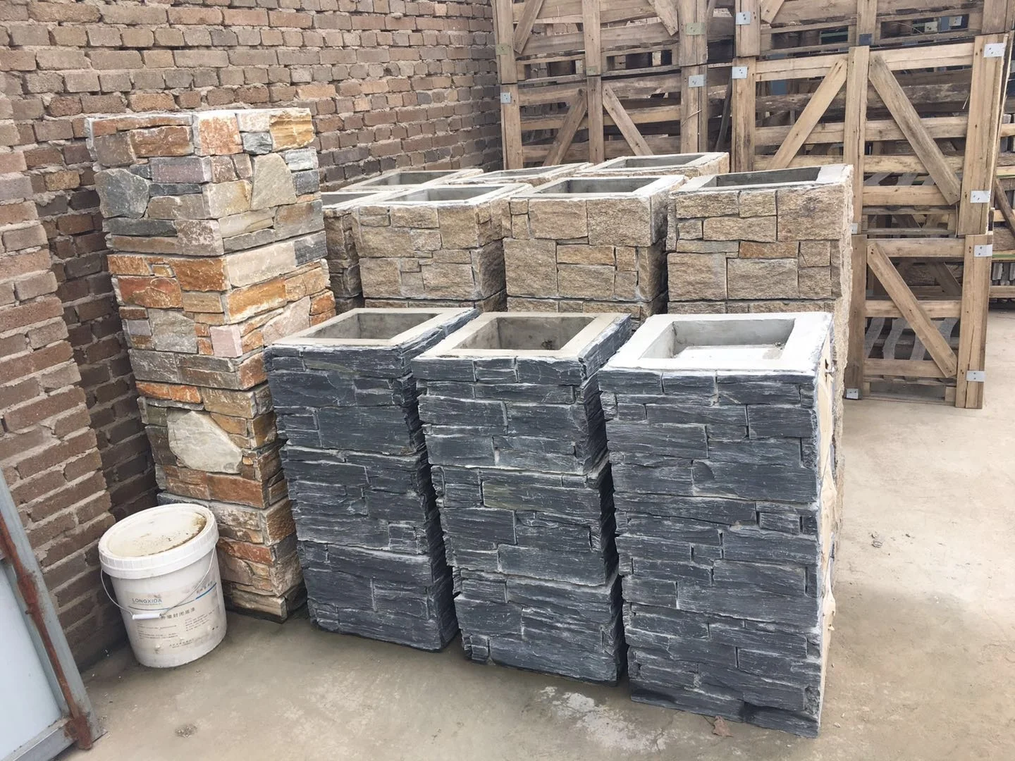 Slate Staked Stone  Gate Posts Column