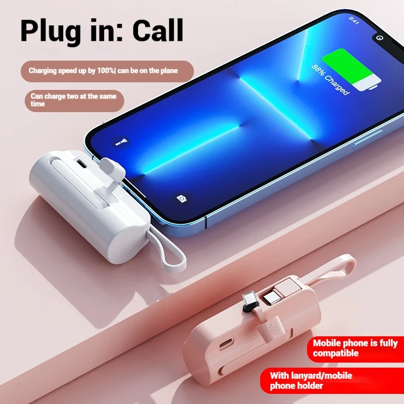 New Design Light Mini Small 3000mAh Emergency Charging Battery Pack Capsule Lipstick Design Portable Charger Power Bank 5000mAh