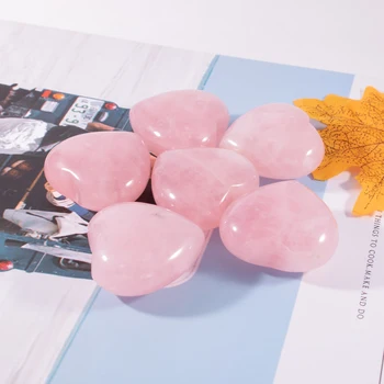 40 mm Big Healing Heart Shaped Pink Quartz Crystals Gem stone Natural Rose Quartz Hearts for Home Decor