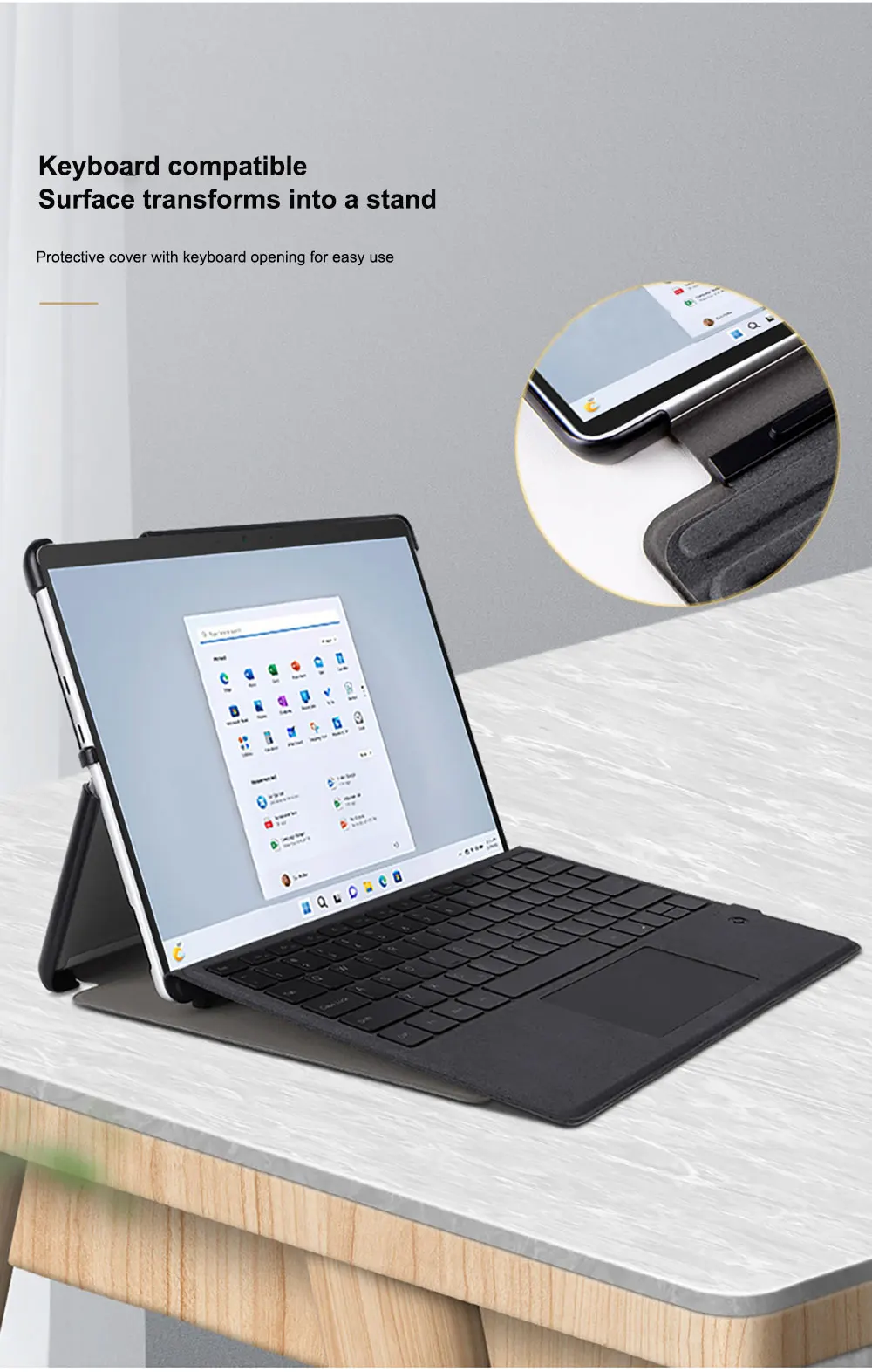 Pure Colour Tablet Case For Surface Pro 9 8 7 6 5 4 Go 3 2 With Hand Grip Strap Simple Business Anti Drop Scratch Pbk213 Laudtec manufacture