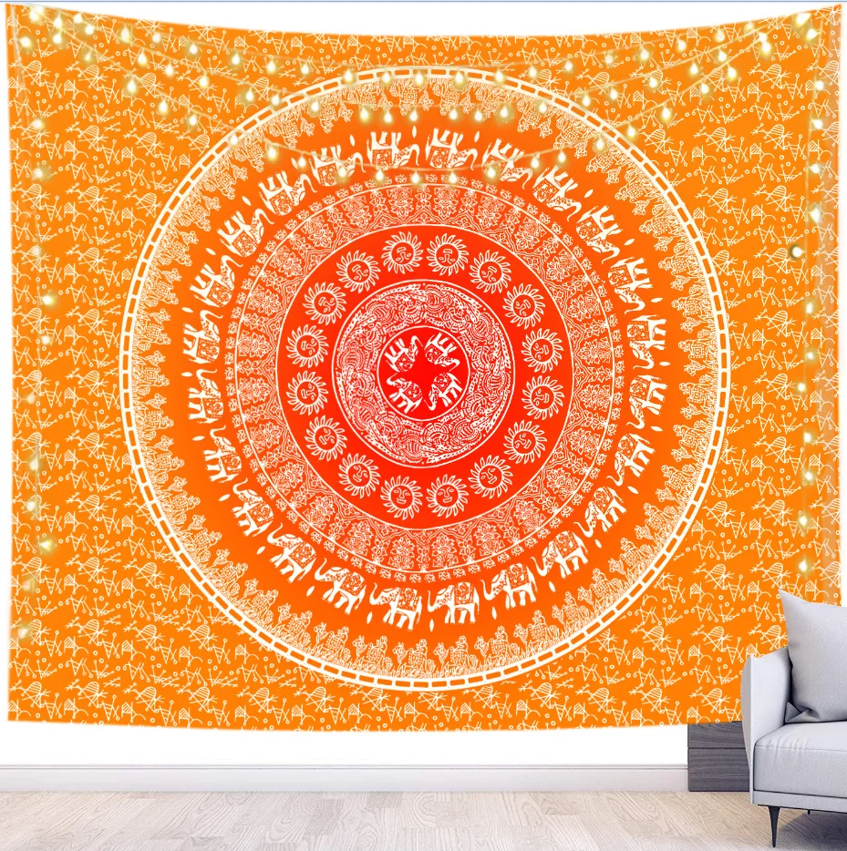 2021 New Design Custom Fabric Polyester India Hippie Decoration Indian Wall Hanging Mandala Tapestry for Living Room