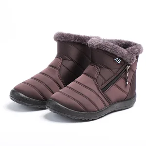 Unisex Winter Snow Boots Waterproof Anti-Slip Polyester Leather Open Toe Peep Toe Height Increasing Soft Plush Fluffy