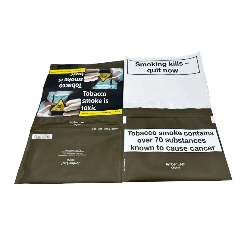 Custom 30g 50g Rolling Tobacco Pouch with Adhesive Empty Zipper Leaf G&V  Tobacco Packaging Bag Hand Rolling Tobacco Pouch