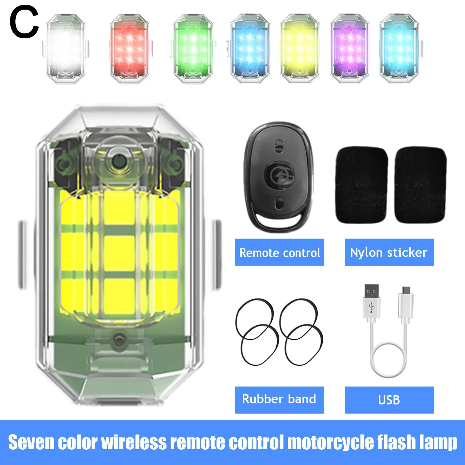 2 LED Anti-collision Rechargeable Avec Télécommande - 8 Couleurs Pour Voiture, Moto, Drone