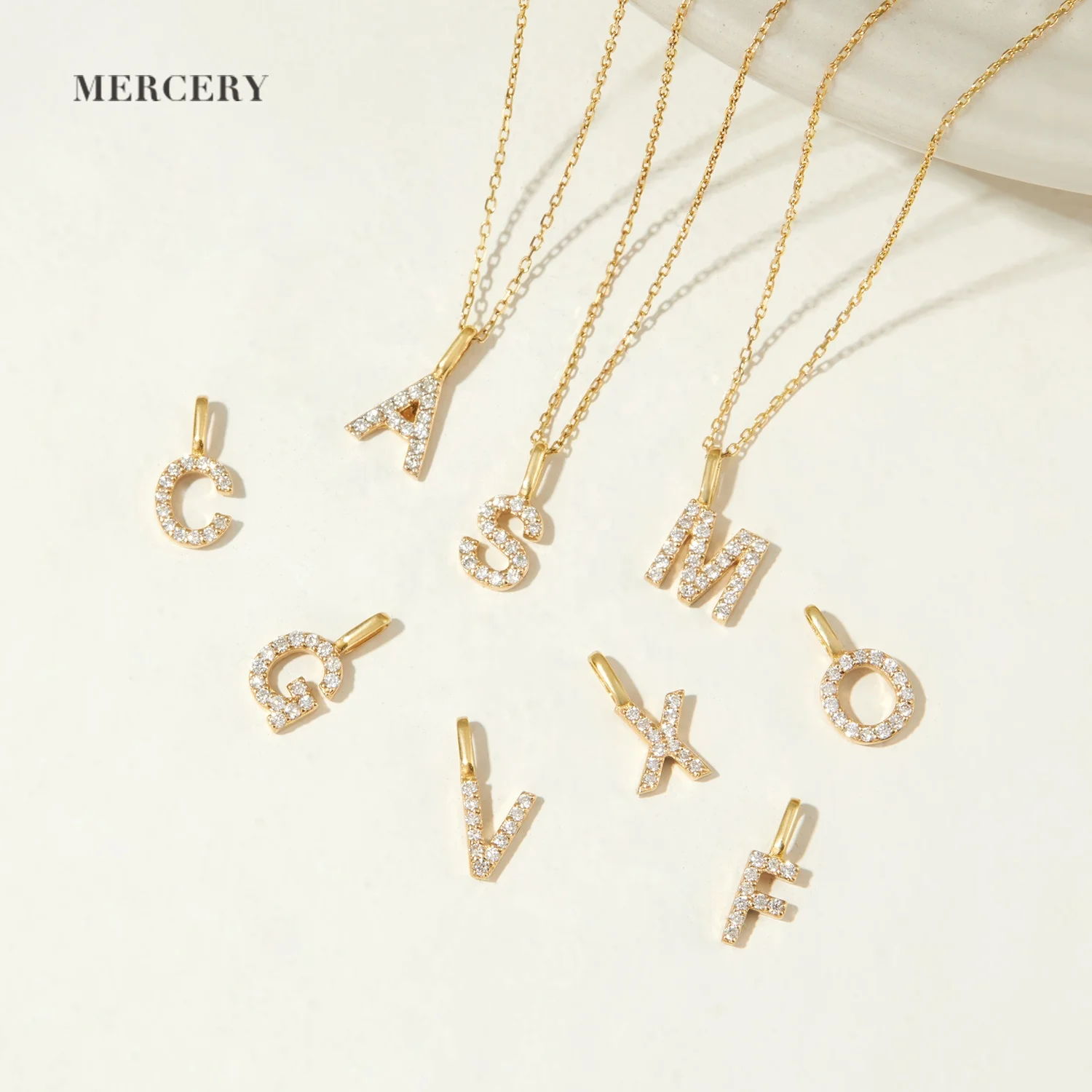 Wholesale Mercery Dropshipping 26 English Letters Charm Pave Real