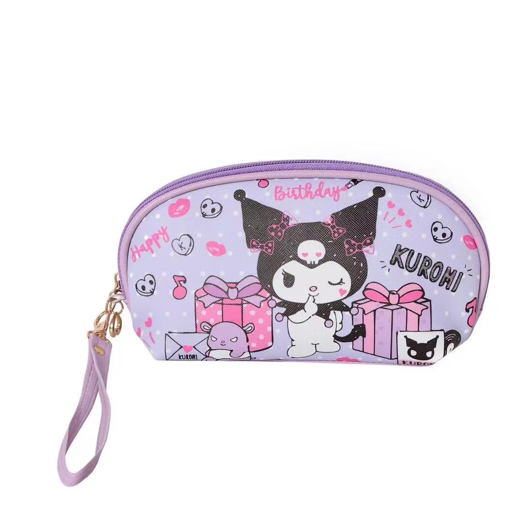 Creative Leather Zippered Pencil Bags Kuromi Pen Pouch Portable Storage Pouch Hand Carry Key Cosmetic Bag Storage Pouch