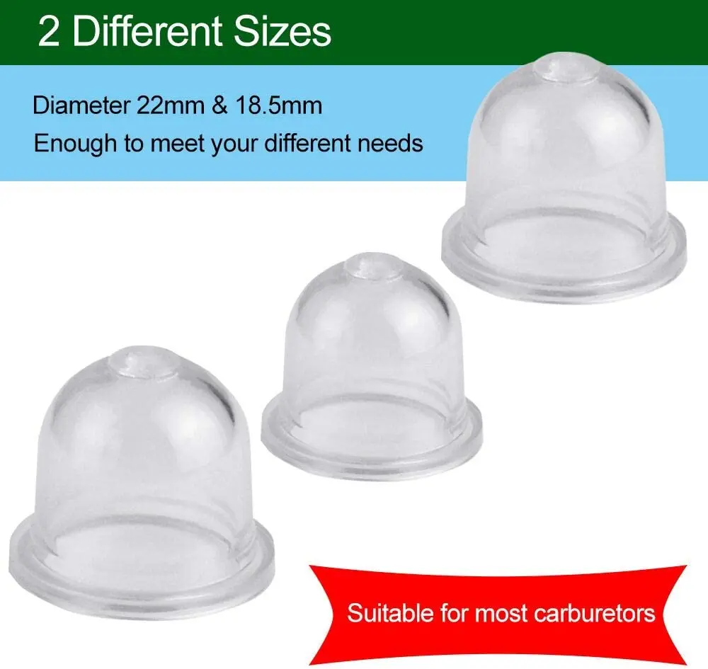 12 Ampoules D'Amorçage Carburateur 19mm Et 22mm - Pour Tondeuse, Tronçonneuse, Souffleuse | Silicone Transparent, Étanche