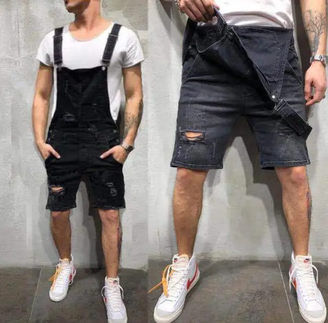 Wholesale Summer Hip Hop Denim High Waist Full Length Trousers Jeans Jumpsuit Overall For Men