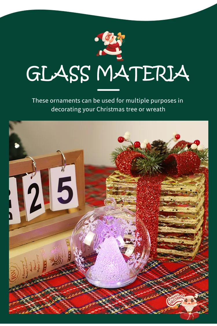 new-designed glass color changing led blown christmas ball table decoration supplies supplier