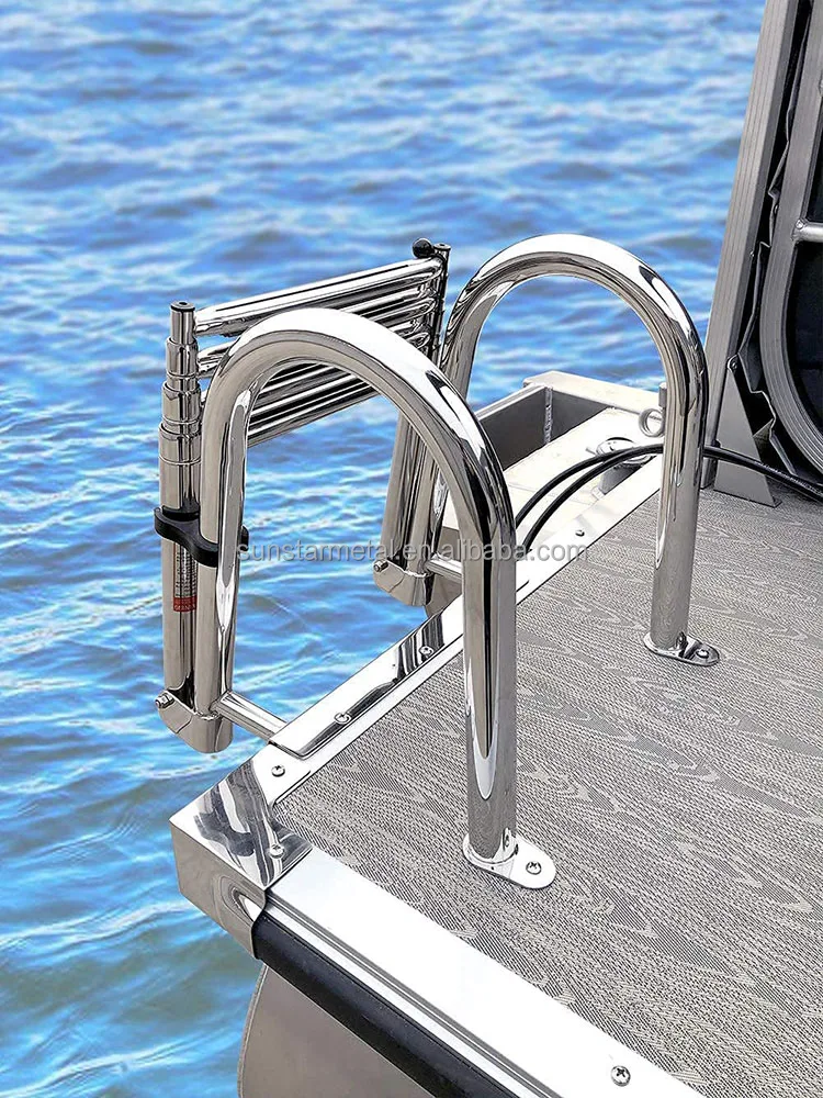 High Premium Stainless Folding Rear Entry Pontoon Boat Ladder/extra ...