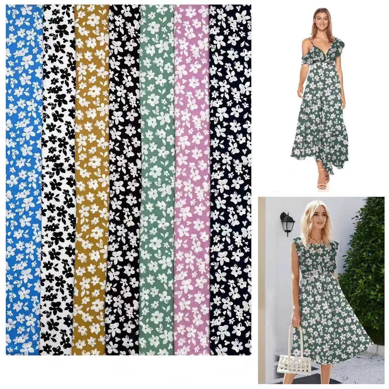 Fast Delivery 100% Viscose Rayon Digital Printed Floral Fabric for Nighty Dress Skirts Sleepwear Costumes Shirts
