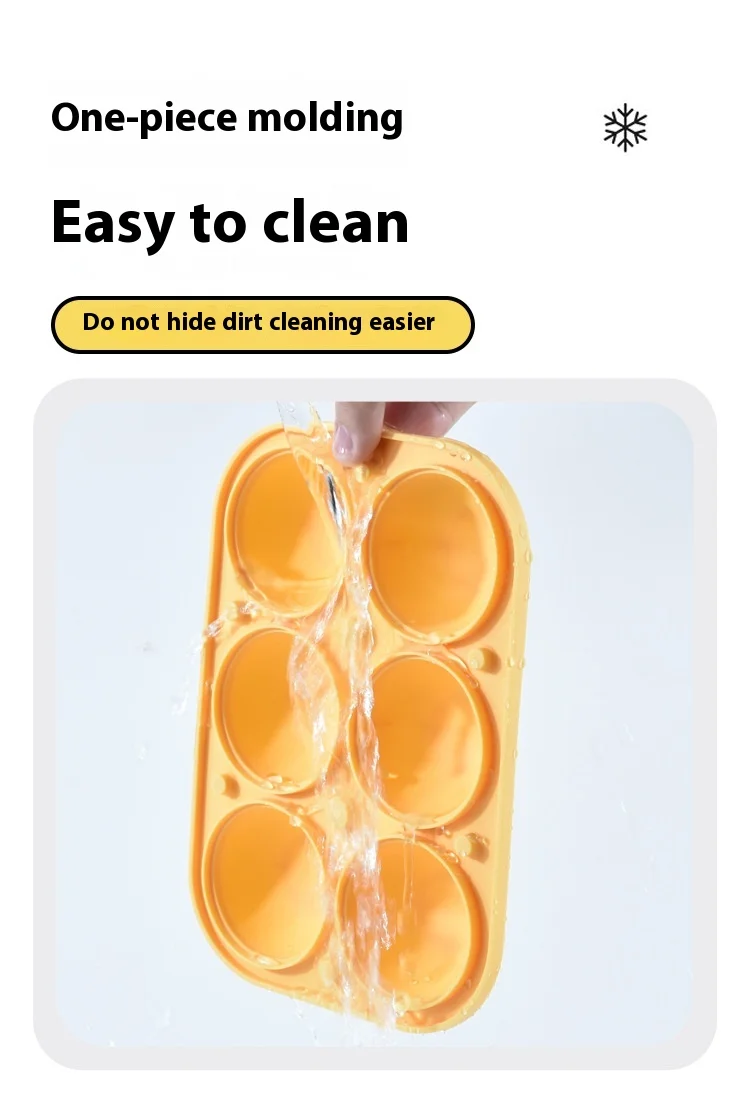 Food Grade Silicone Six-Hole Circular Ice Hockey Mold Eco-Friendly Freezing Ice Tray for Household Whiskey with Lid manufacture