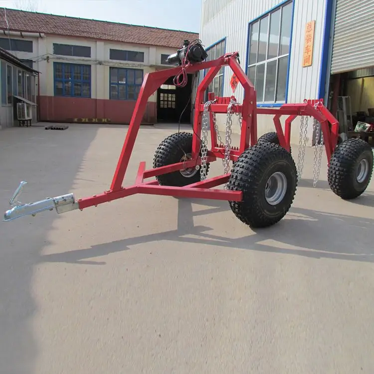 Logo Customization Machine Drawbar Atv Log Trailer Forest Equipment Farm Tractor Trailer With Crane