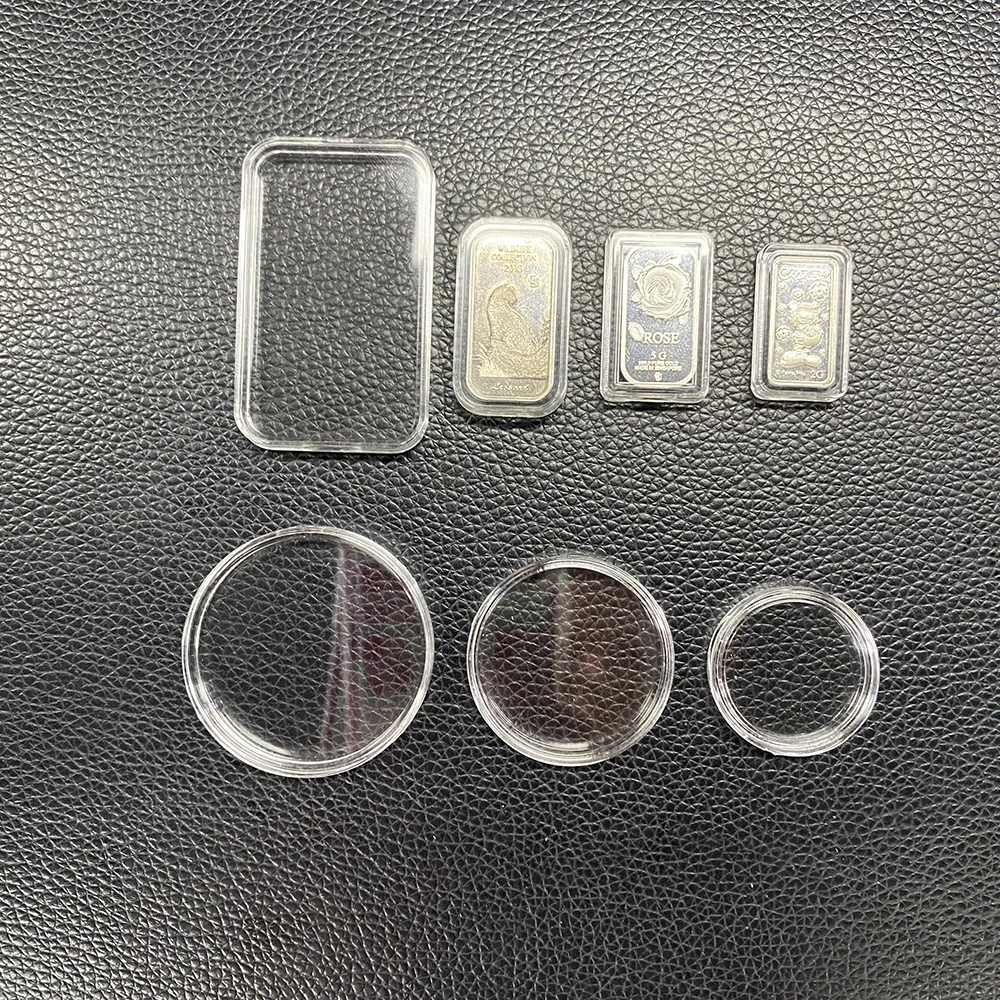 10 온스 골드 실버 바 보관 디스플레이 케이스 투명 아크릴 직사각형 동전 캡슐