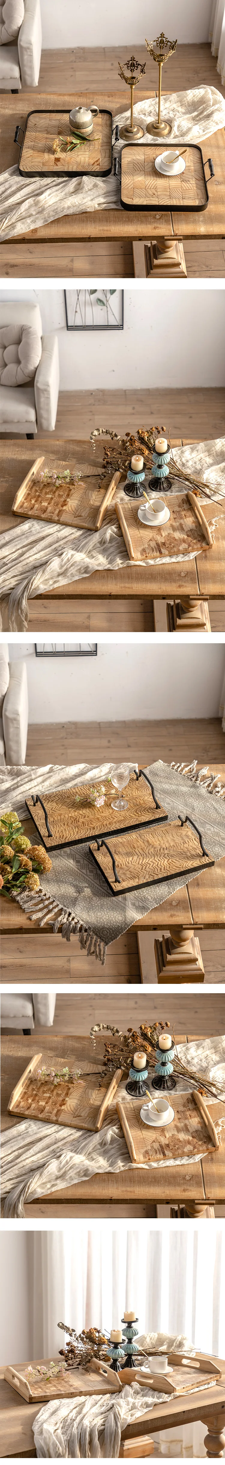 Nordic Decorative Accents Wooden Decorative Tray Rectangle Natural