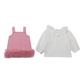 2025 Spring and Autumn New Style of Children's Stylish Autumn Long-sleeved Tulle Dress Set for Girls