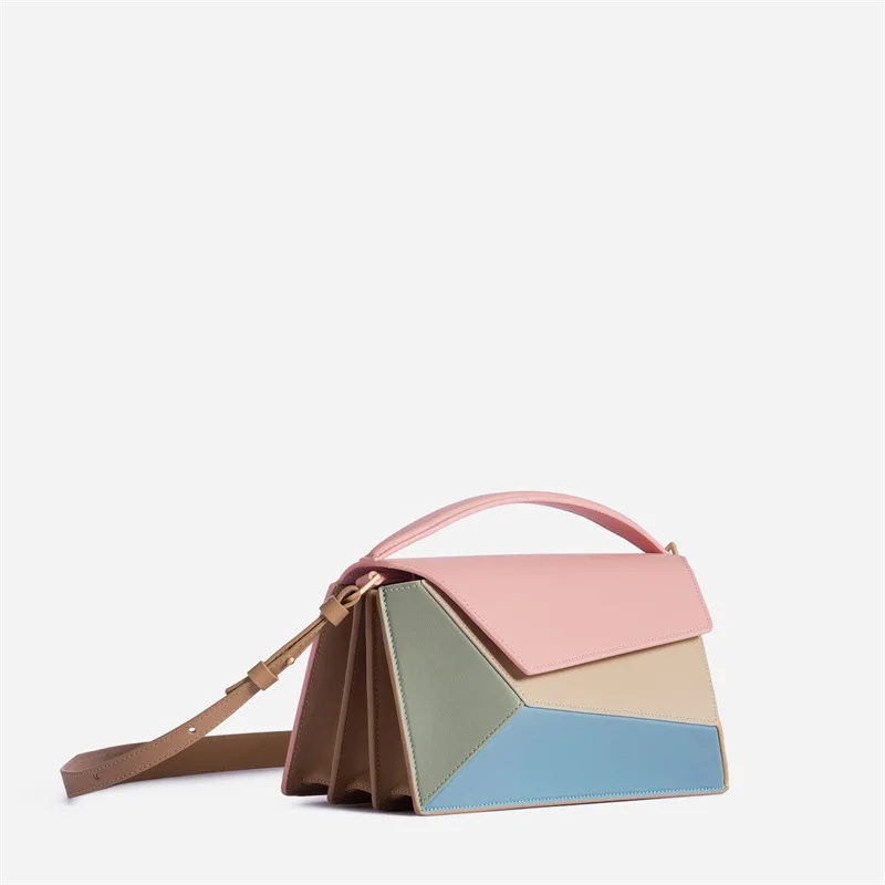 2023New Geometry Splicing Hand Bag Stylish Niche Design Cross-body Bag
