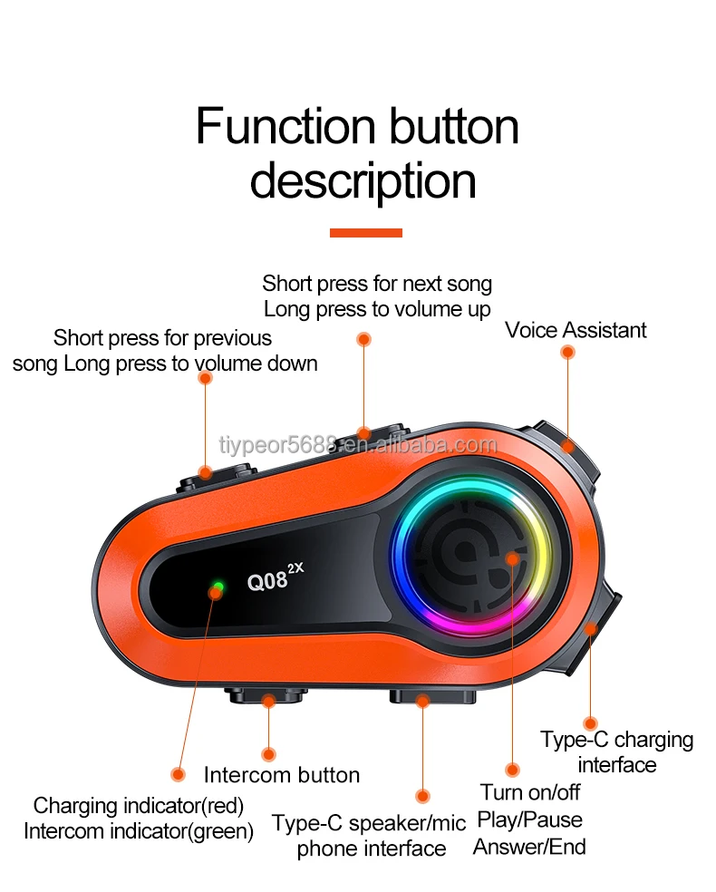 product tiypeor wireless waterproof open ear bluetooth helmet headset earbuds with led battery indicator fm radio for motorcycles-11