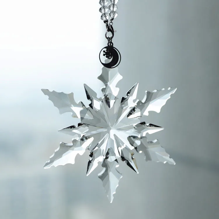 product wholesale fashion gifts hanging clear christmas glass snowflake ornament crystal glass pendant-32