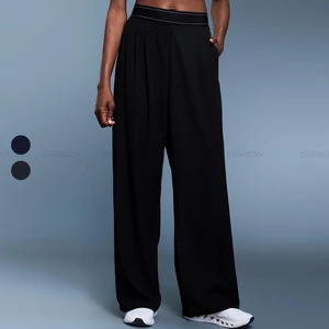 Gym Loose Wide Leg Sweat Long Pants Women Casual Fabric Jogger Sports Baggy Yoga Pants Women's Pants Trousers with Pockets