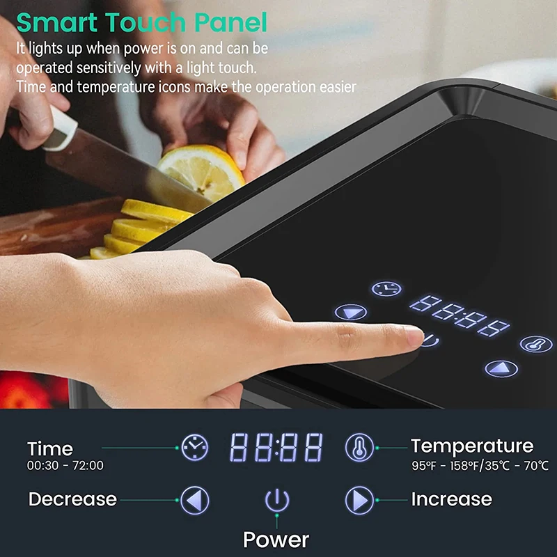 Household LED Touch Control Design 6 Stainless Steel Trays Food Dehydrator Machine