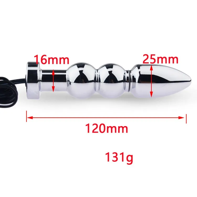 Bi-Polar Electro Shock Small to Huge Anal Beads Metal Prostate Electrical Stimulator G-Spot Toy Anal Butt Plug Sex Toy