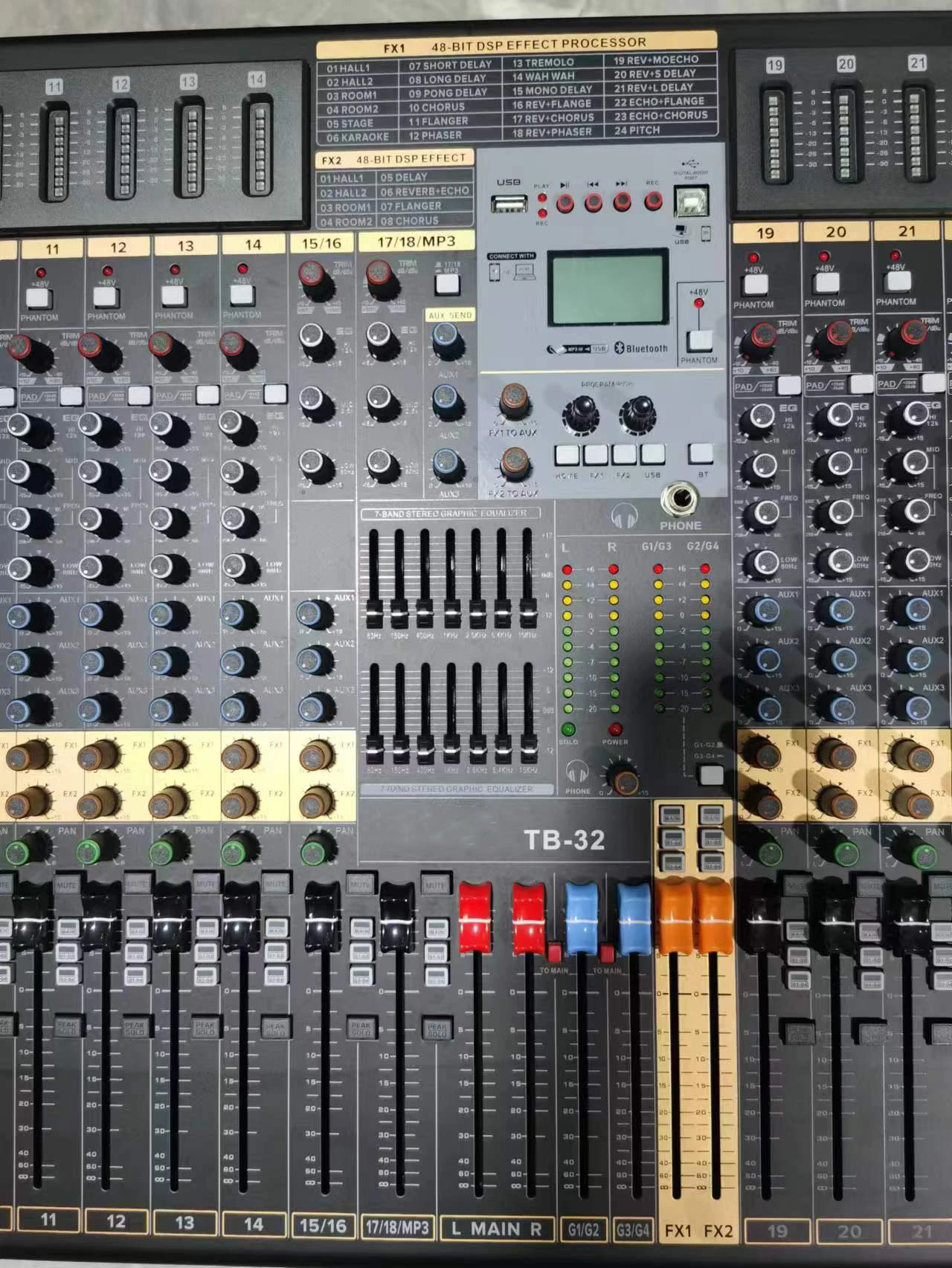 Professional Tb32 Audio Mixer 28 Mono Microphone Input,2 Stereo Input