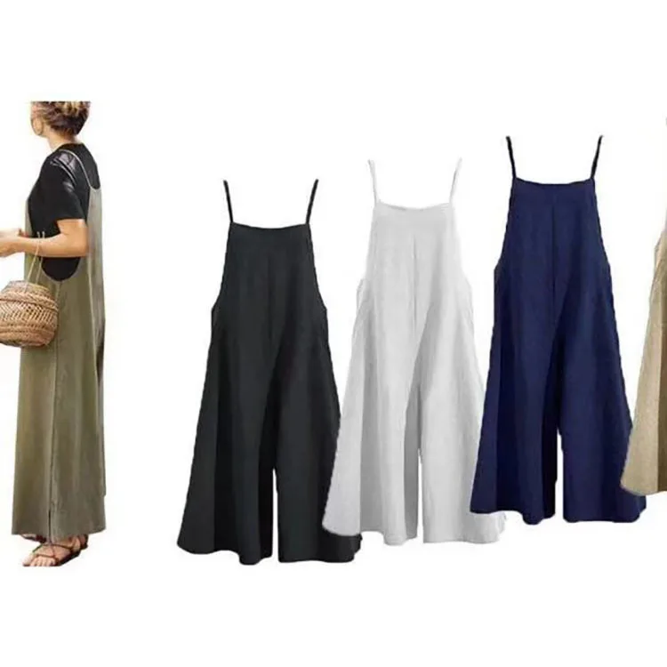 Mono De Sport Liso Con Tirantes Para Mujer,Pantalones De Camal Ancho Con  Bolsillos,Peto,Monos Holgados De Lino Y Algodón,Ropa Informal 2020 - Buy  Sheer Bodysuit,Adult Bodysuits,Lpg Bodysuit Product on Alibaba.com