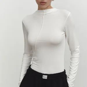 2024 Autumn Winter Casual Black Basic Gray Sexy Tops 90s Fashion Vintage White Tees Women Turtleneck Long Sleeve T Shirts