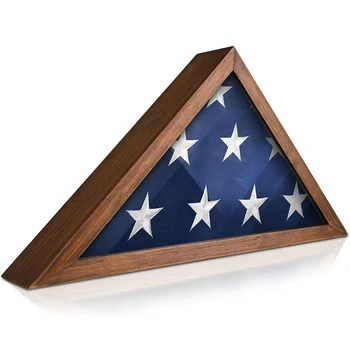 triangle Flag Display Case Wall Mounted Burial Flag Frame Shadow Box to Display Folded Flag
