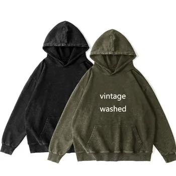 Sun Faded Custom Acid Wash Hoodies High Gsm Stone Washed Sweatshirt Men - View #5