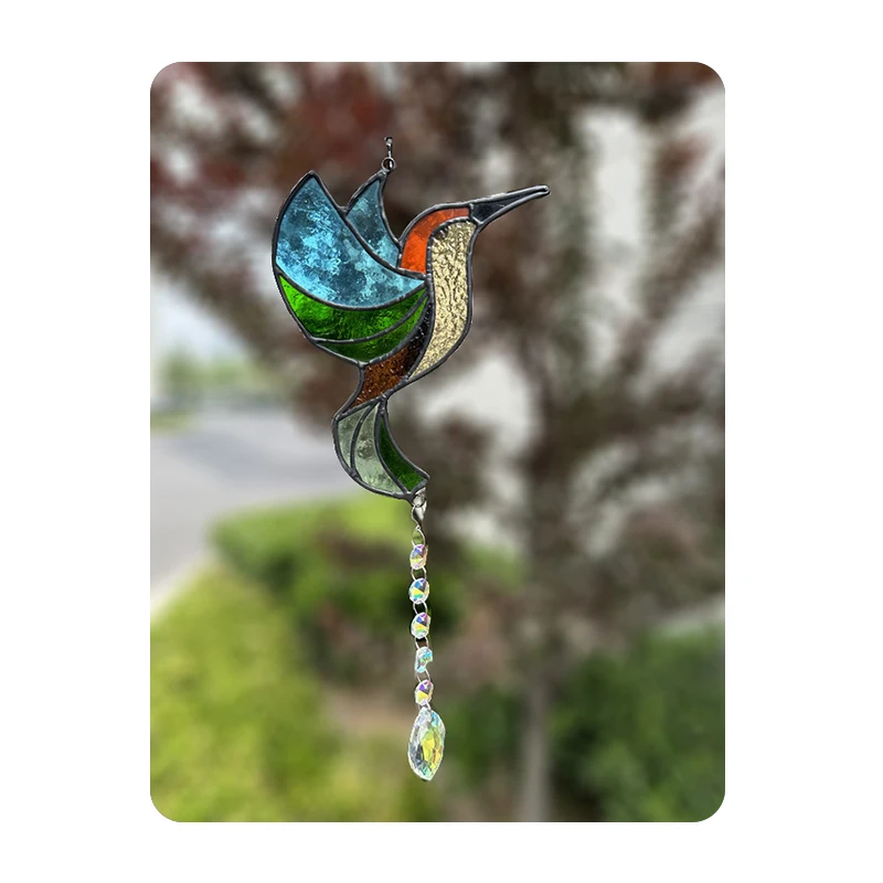 Glas in lood raamhangers Decor, kardinalen vogel gebrandschilderd glas