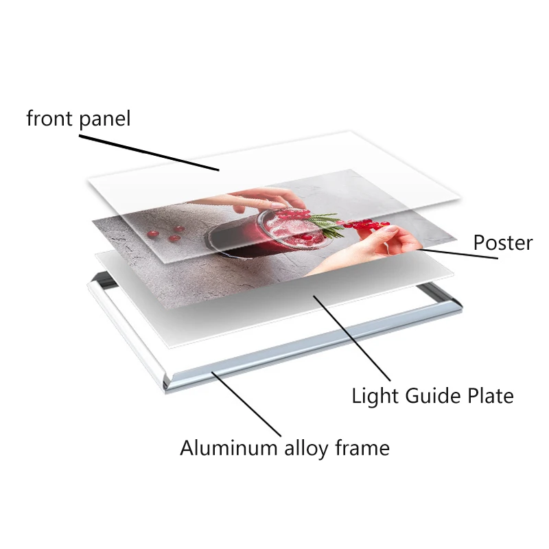 Professional Custom Single Side Led Photo Poster Frame Snap Aluminum