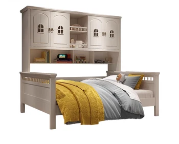 kids  bed with wardrobe storage function,   with bookshelves bed bedroom furniture