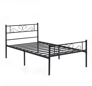 Modern King Double Twin Metal Platform Bed Frame Iron Slat Support Single Mattress Foundation Headboard Footboard for Apartments