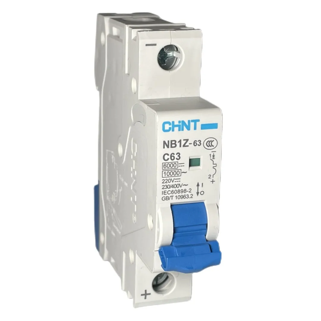 Chint NB1Z-63 AC DC MCB 6kA 10kA 1P 2P 6A 10A 16A 20A 25A 32A 40A 50A 63A 12V 24V 48V 60V 110V 220V CHNT DC Mini Circuit Breaker