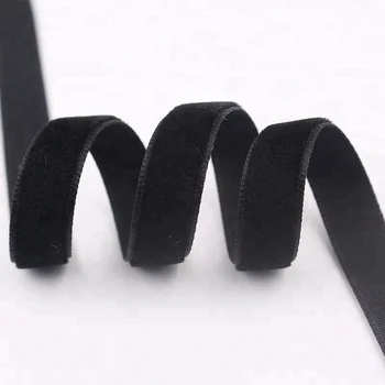 Lude custom 3mm-100mm high quality single faced black velvet ribbon