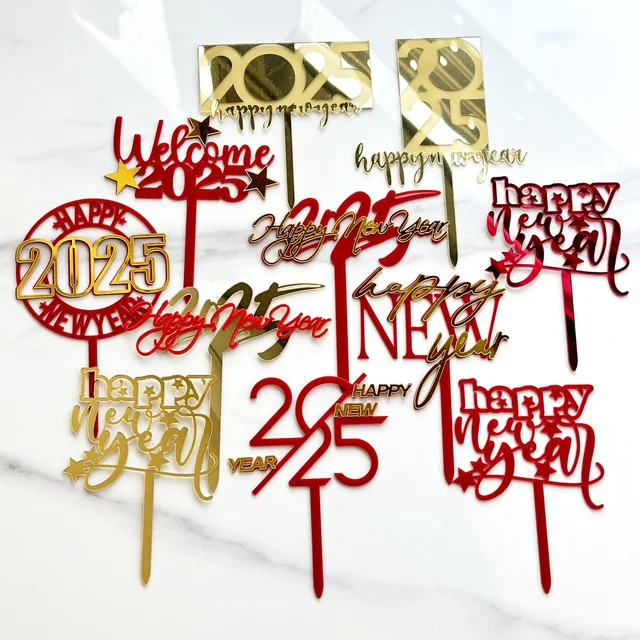 2025 New Year Acrylic cake decoration happy new year cake topper cake accessories