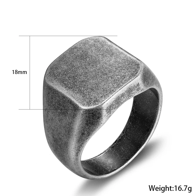 Vintage Simple Design Blank Engrave Laser Punk Ring Jewelry Men Wedding Fashion Jewelry Factory Wholesale