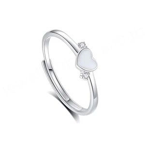 Cross-Border New Ladies Fashion Silver Rhodium Plated Heart Finger Ring Luminous Love Engagement Wedding Party GRS Certified