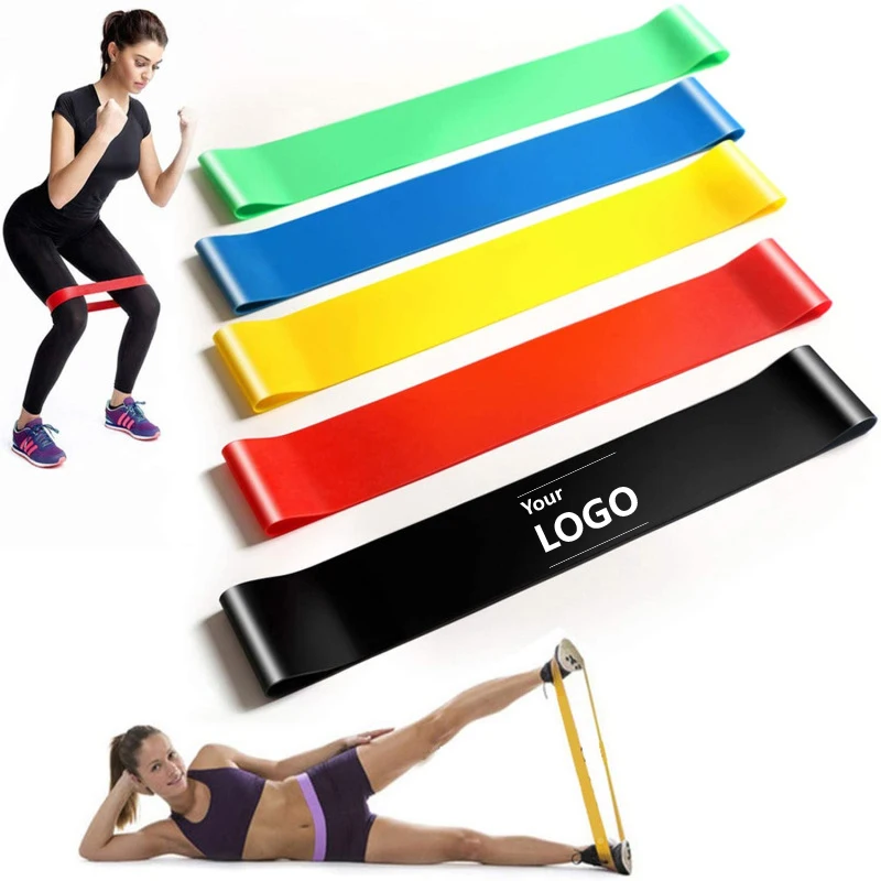 AKTIV Custom Logo Mini Loop Fitness Bands Set Heavy Elastic Latex Rubber Training Equipment for Home Gym Workout Yoga Sports