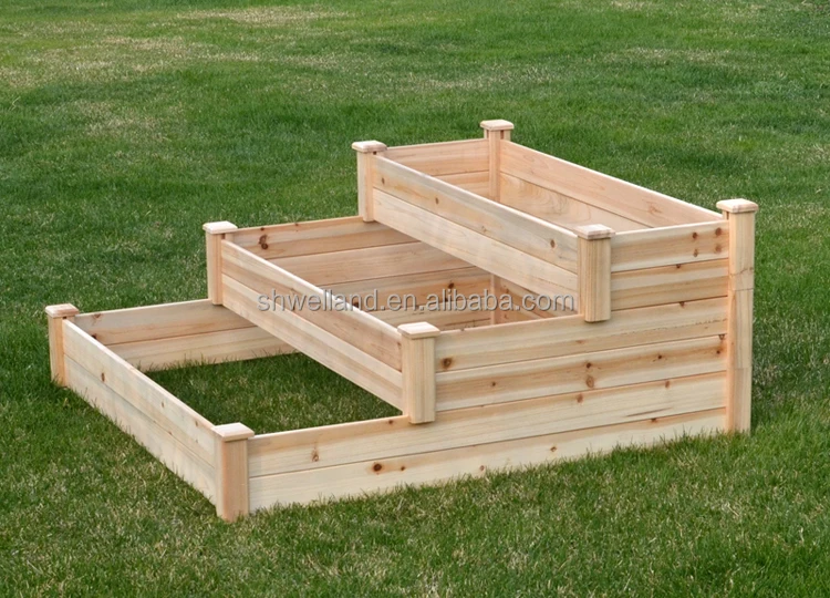 4ftx4ft Wooden Raised Garden Bed Cedar Wood Natural With Climbing