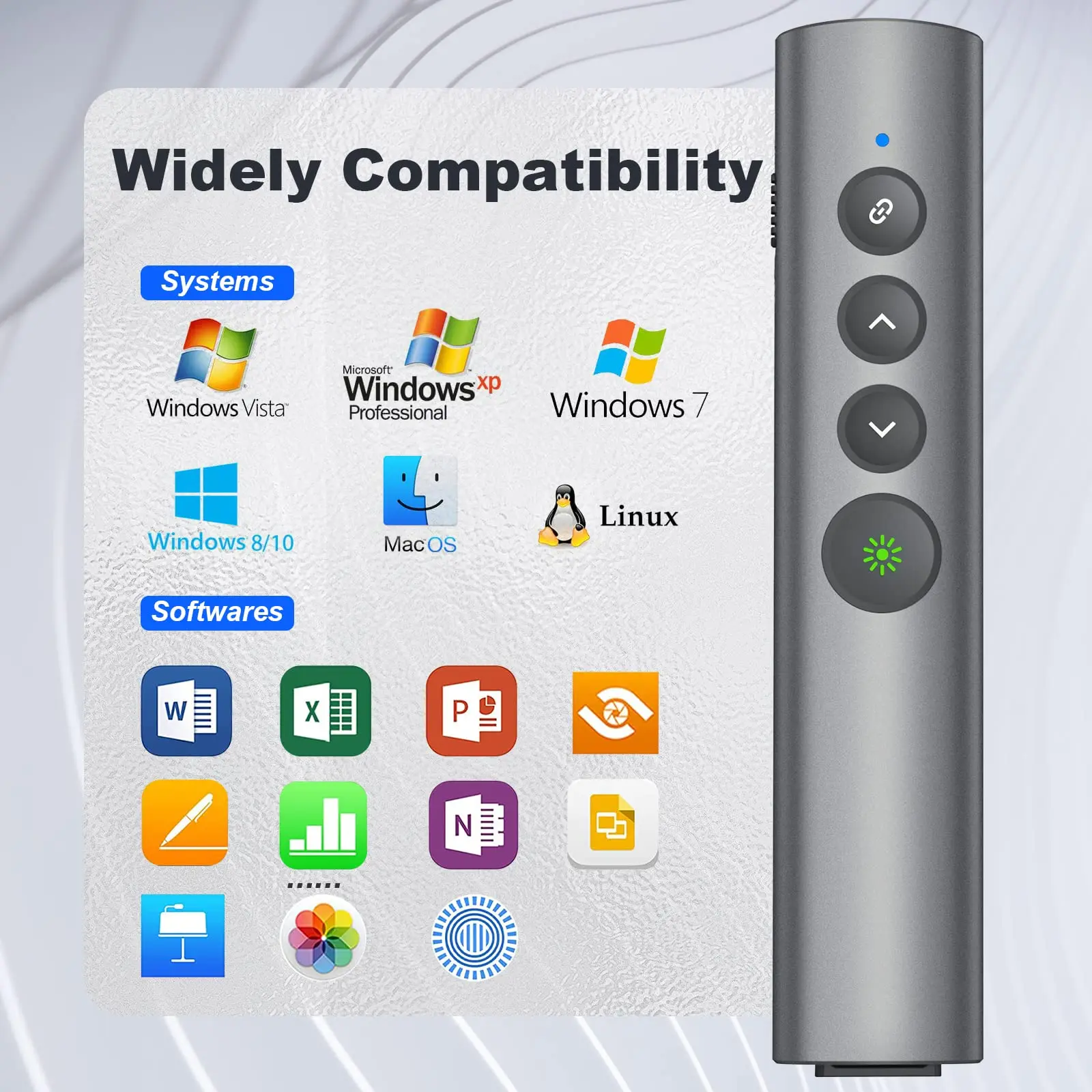 Remote Presentation Clicker Long Range Rechargeable Presentation with Green Laser Pointer Clicker for PowerPoint Presentation