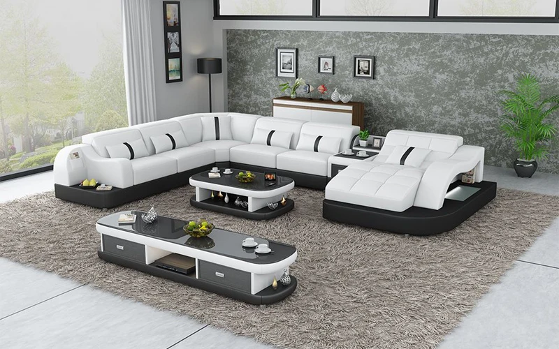 Living Room Furniture Sofa Set Modern Couch Leather Luxury Comfort ...