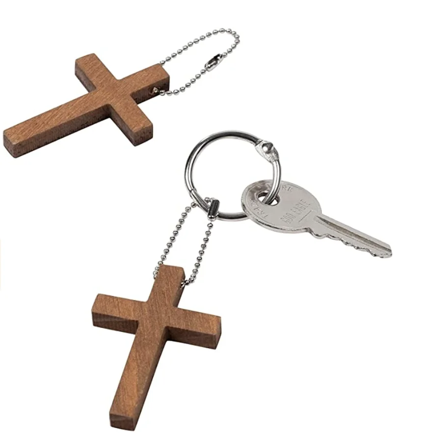 Wholesale Mini Wooden Cross Keychain Key Ring Buy Cross Keychain
