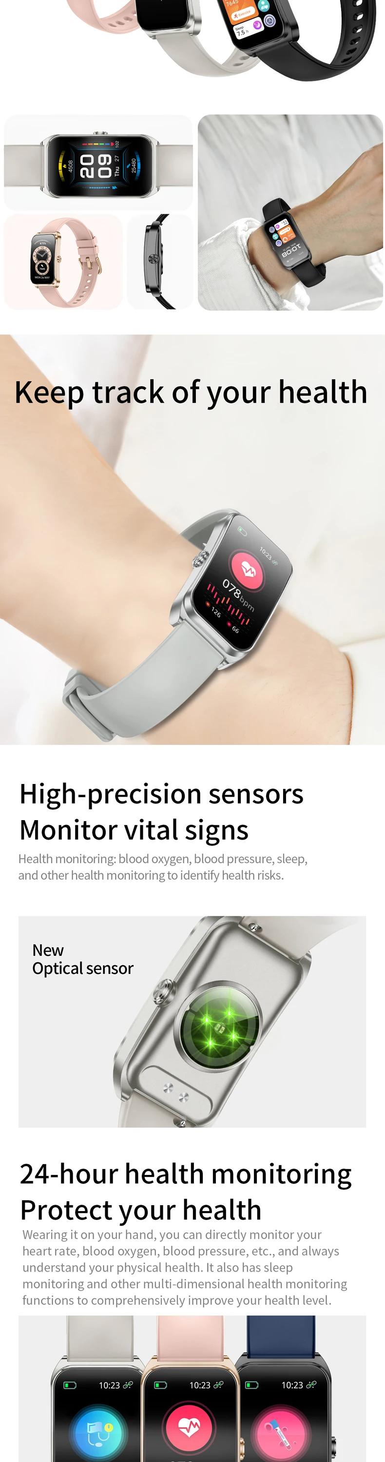 product km98 smart watch ladys fitness smart bracelet 147 inch screen vp60 heart rate gloryfit smartwatch women-5