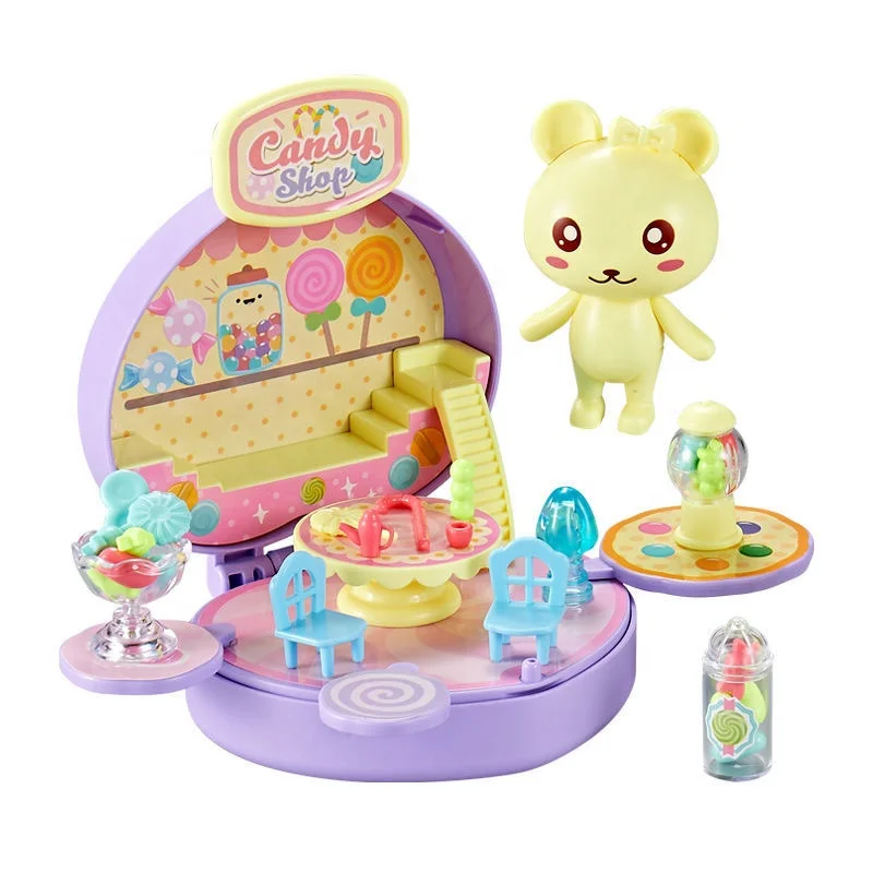 Миниатюрный милый красочный магазин конфет десертов набор музыкальный светильник ролевая игра кукольный домик игрушки для